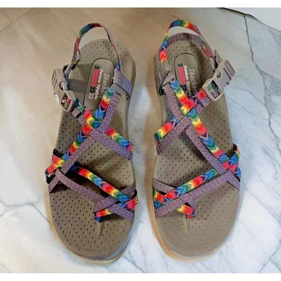 Skechers Women's Reggae Bright Direction Rainbow Sport Sandal Shoe Size 7 - Picture 1 of 10